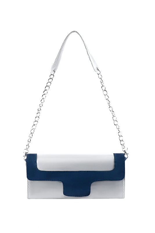 Women's silver and navy blue luxurious elegant clutch for ceremonies, weddings and evenings out. - Top view